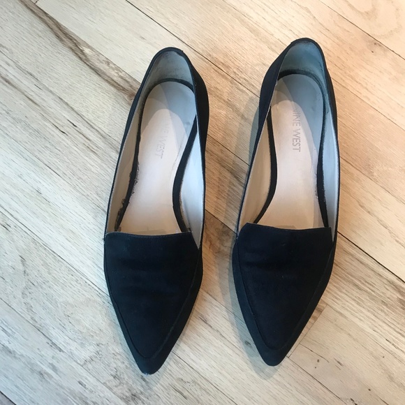 nine west black suede flats